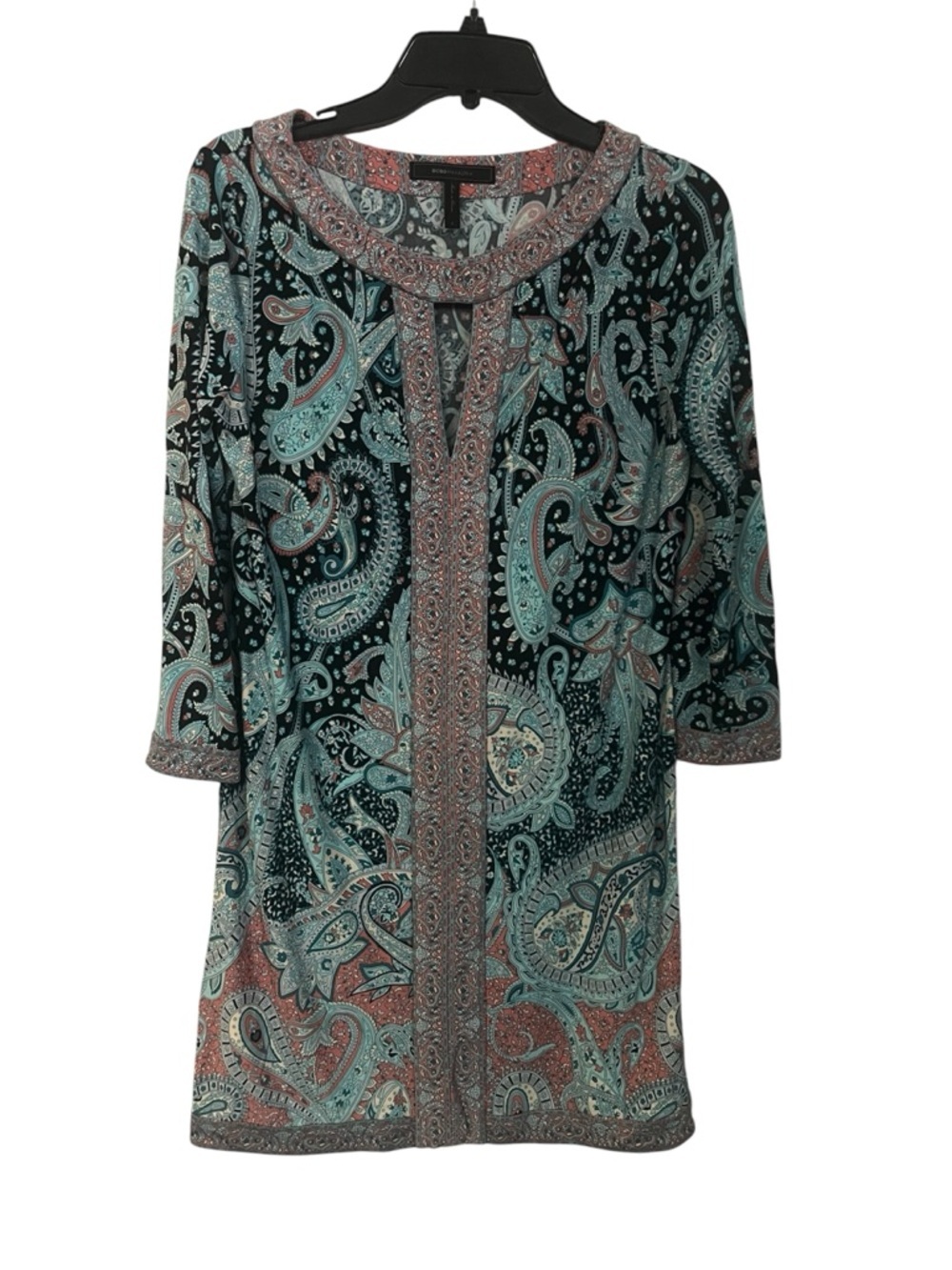 BCBGMaxAzria Paisley Tunic in Teal, Black & Rust - Picture 4 of 6